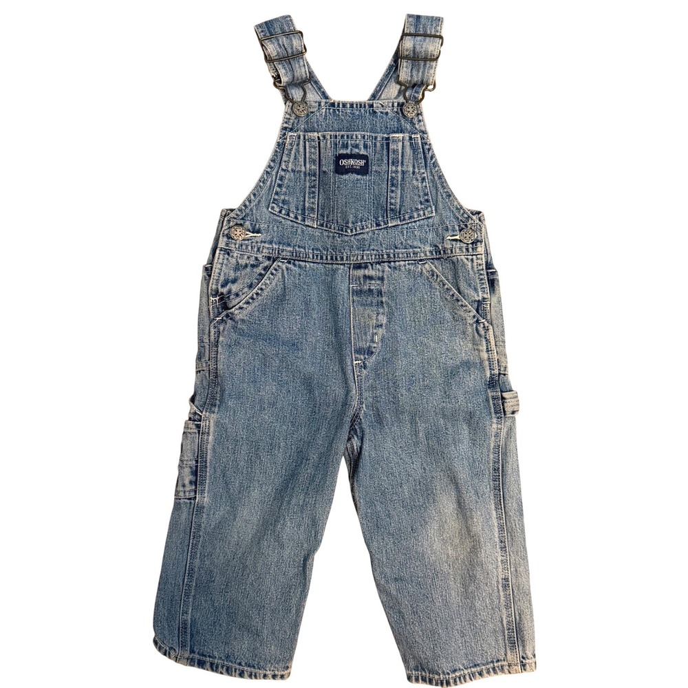 VTG Oshkosh B'Gosh Denim Overalls Y2K Jeans Farmer Button Closure Size 2T